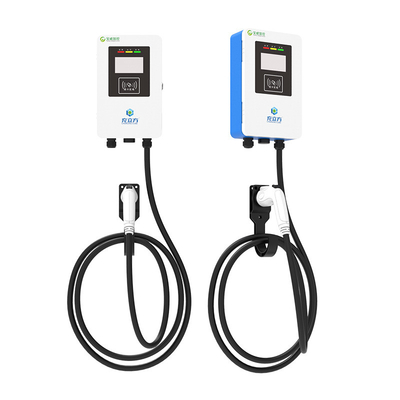 7KW / 32A Mavi ve Beyaz Duvar Montajlı / Sütunlu Elektrikli Araç Şarj Yığın Elektrikli Araç Şarj Yığıncısı