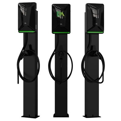Ana Sayfa Ticari Siyah Sütunlu Elektrikli Araç Şarj Aygıtı Tip 2 7kw 11KW 22kw RFID OCPP ile Taşınabilir Şarj İstasyonu