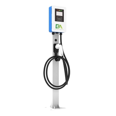 7KW 11KW 21KW Mavi ve Beyaz Sütun / Zemin Tipi Tek Silahlı Elektrikli Araç AC Şarj Yığınları Ev / Ticari