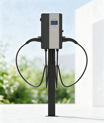 İyi bir fiyat. 22kW Dual Gun AC EV Charger Type 2 Wallbox 2x32A Smart Load Balancing 4G WiFi Commercial Çevrimiçi