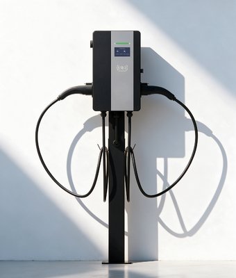 İyi bir fiyat. Konut Ticari Evrensel Tip 2 22KW Çift Tabancalı Duvar Kutusu AC Elektrikli Araç Şarj Cihazı CLF AC 22D IP54 OCPP1.6J 4.3 İnç Yüksek Parlaklık Renkli Dokunmatik Ekran Çevrimiçi