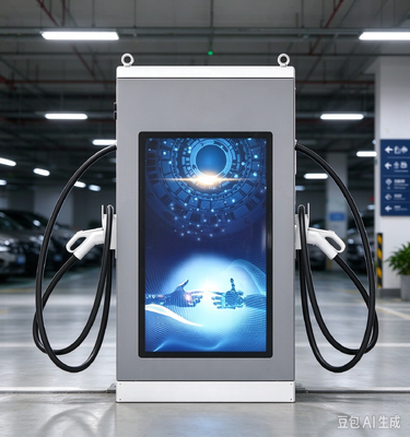 160kW Reklam Ekran Serisi Çift Tabancalı DC Elektrikli Araç Şarj Cihazı 55 İnç LCD 10 İnç Dokunmatik TUV CE FCC IP54