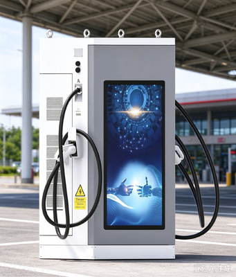 İyi bir fiyat. 80kW DC EV Şarj cihazı 55 inç LCD Reklam Ekranı Çift Ekran CCS1 CCS2 CHAdeMO Toplu Otopark için GB/T Çevrimiçi
