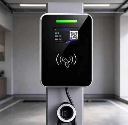 İyi bir fiyat. 7.6kW Tip 1 AC Elektrikli Araç Şarj Cihazı Kare Temperli Cam Duvar Kutusu 32A J1772 Ev Çevrimiçi